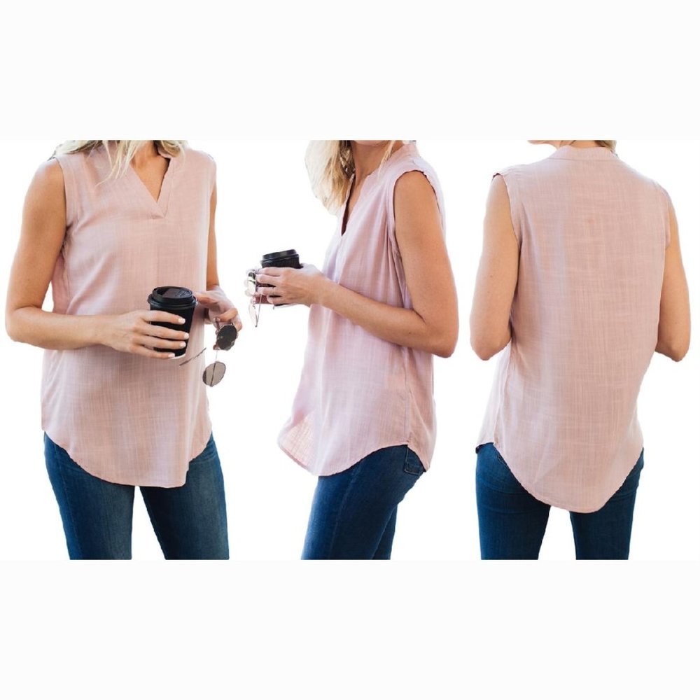 Reflection Women's Sleeveless Notched Neck Top